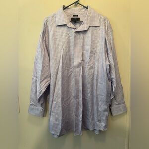 Jos. A. Bank Men's Light Purple Plaid Dress Shirt Neck 18.5